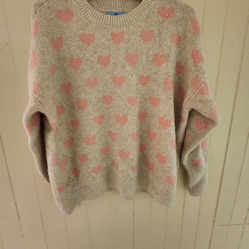 CeCe Crew Neck Sweater in Pink and Cream